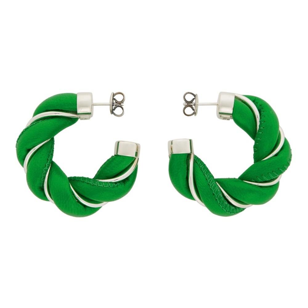 BOTTEGA VENETA Leather Twist Hoop Earrings